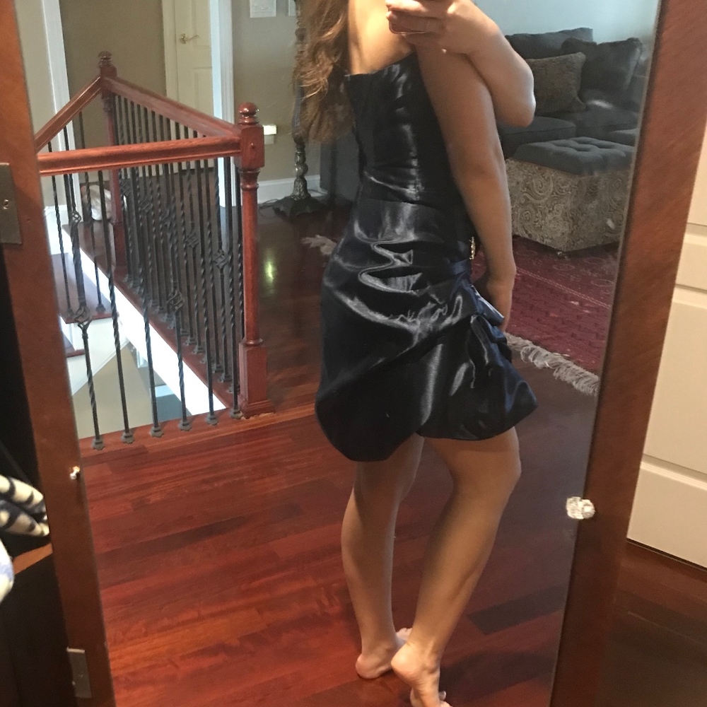 BOGO Short Strapless Navy Blue Homecoming Dress!